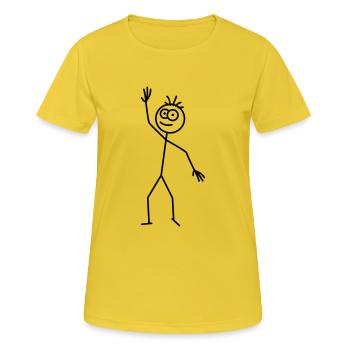 Happy Stick Figure - T-shirt respirant Femme - jaune soleil - Devant - AI Model Female 172 dark (172cm)