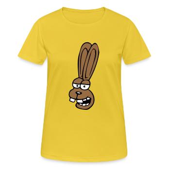 Lapin Lapin Lapin Dessin Animé Dents De Lapin Idiot - T-shirt respirant Femme - jaune soleil - Devant - AI Model Female 172 dark (172cm)