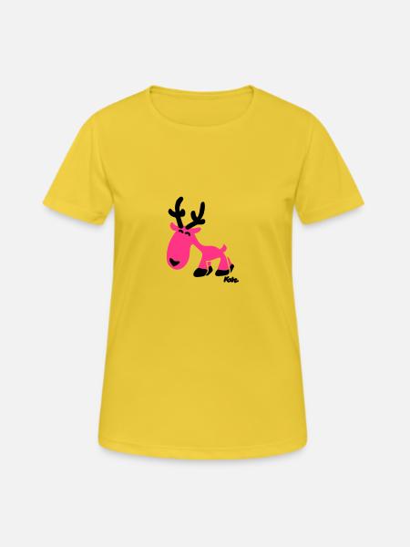 Rentier Rudi (c) - Frauen T-Shirt atmungsaktiv - Sonnengelb