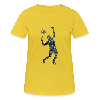 Tennis Splash Serve - Frauen T-Shirt atmungsaktiv - Sonnengelb - Vorne - AI Model Female 172 dark (172cm)
