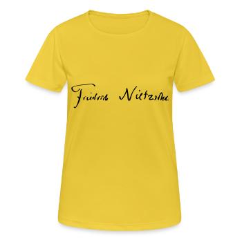 Friedrich Nietzsche - T-shirt respirant Femme - jaune soleil - Devant - AI Model Female 172 dark (172cm)