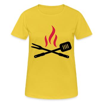 BBQ - T-shirt respirant Femme - jaune soleil - Devant - AI Model Female 172 dark (172cm)