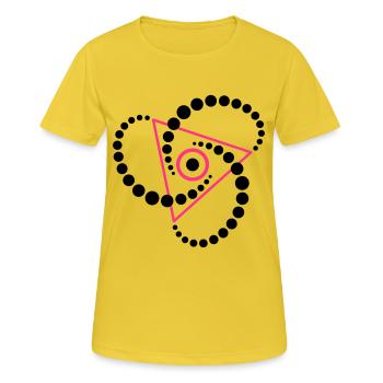 Kornkreis 6 | crop circle - Frauen T-Shirt atmungsaktiv - Sonnengelb - Vorne - AI Model Female 172 dark (172cm)