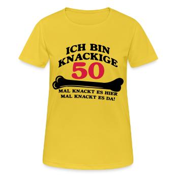Geburtstag - Ich bin Knackige 50 - Frauen T-Shirt atmungsaktiv - Sonnengelb - Vorne - AI Model Female 172 dark (172cm)