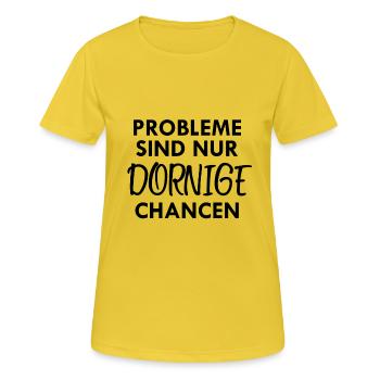 Probleme sind nur dornige Chancen - Lindner FDP - Frauen T-Shirt atmungsaktiv - Sonnengelb - Vorne - AI Model Female 172 dark (172cm)
