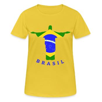 Brasil Flag Statue - Frauen T-Shirt atmungsaktiv - Sonnengelb - Vorne - AI Model Female 172 dark (172cm)