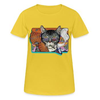 Verbrechen Katze - Frauen T-Shirt atmungsaktiv - Sonnengelb - Vorne - AI Model Female 172 dark (172cm)
