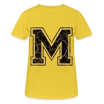 Un caractère m in Grunge-Look - T-shirt respirant Femme - jaune soleil - Devant - AI Model Female 172 dark (172cm)
