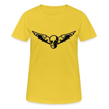 flying_skull - T-shirt respirant Femme - jaune soleil - Devant - AI Model Female 172 dark (172cm)