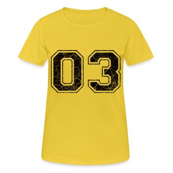 Paie 03 in Grunge Look - T-shirt respirant Femme - jaune soleil - Devant - AI Model Female 172 dark (172cm)
