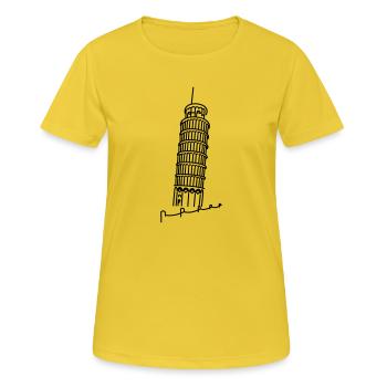 Tour penchée de Pise / Tour penchée de Pise (1c) - T-shirt respirant Femme - jaune soleil - Devant - AI Model Female 172 dark (172cm)