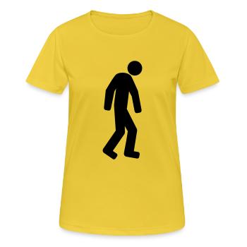 muede faul traurig gehen schlapp erschoepft depres - Frauen T-Shirt atmungsaktiv - Sonnengelb - Vorne - AI Model Female 172 dark (172cm)
