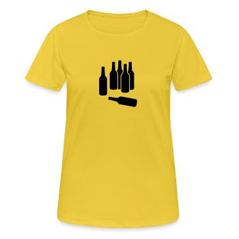 Bière Bouteille - T-shirt respirant Femme - jaune soleil - Devant - AI Model Female 172 dark (172cm)