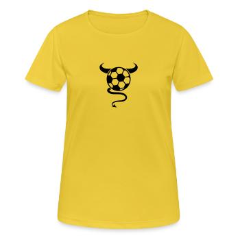 Soccer Devil Logo Design - T-shirt respirant Femme - jaune soleil - Devant - AI Model Female 172 dark (172cm)