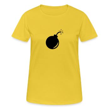 bombe_1 - T-shirt respirant Femme - jaune soleil - Devant - AI Model Female 172 dark (172cm)
