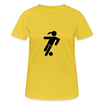 Soccer Player Girl Icon - Frauen T-Shirt atmungsaktiv - Sonnengelb - Vorne - AI Model Female 172 dark (172cm)