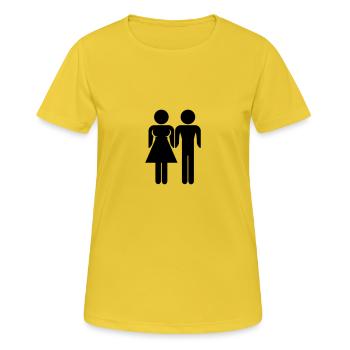 Woman And Man - Frauen T-Shirt atmungsaktiv - Sonnengelb - Vorne - AI Model Female 172 dark (172cm)