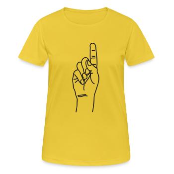 zeigefinger - Frauen T-Shirt atmungsaktiv - Sonnengelb - Vorne - AI Model Female 172 dark (172cm)