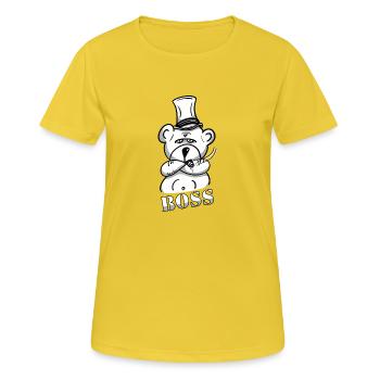 L'ours comme le patron, investisseur et entrepreneur - T-shirt respirant Femme - jaune soleil - Devant - AI Model Female 172 dark (172cm)