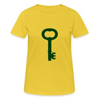 Altes antikes Schlüsselsymbolsymbol. Gotischer mittelalterlicher Schlüssel - Frauen T-Shirt atmungsaktiv - Sonnengelb - Vorne - AI Model Female 172 dark (172cm)