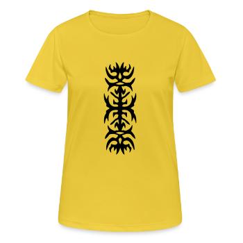 tribal_68 - T-shirt respirant Femme - jaune soleil - Devant - AI Model Female 172 dark (172cm)
