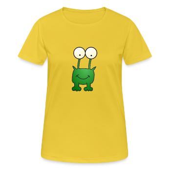 dessin animé grenouille - T-shirt respirant Femme - jaune soleil - Devant - AI Model Female 172 dark (172cm)