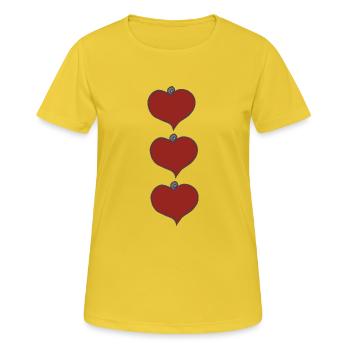 Pendentif coeur triple - T-shirt respirant Femme - jaune soleil - Devant - AI Model Female 172 dark (172cm)