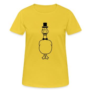 Lunettes monocle Sir Goose - T-shirt respirant Femme - jaune soleil - Devant - AI Model Female 172 dark (172cm)