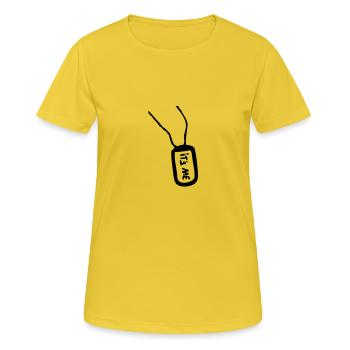 plaque militaire its me - T-shirt respirant Femme - jaune soleil - Devant - AI Model Female 172 dark (172cm)