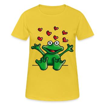 heart_frog_122011e - Frauen T-Shirt atmungsaktiv - Sonnengelb - Vorne - AI Model Female 172 dark (172cm)