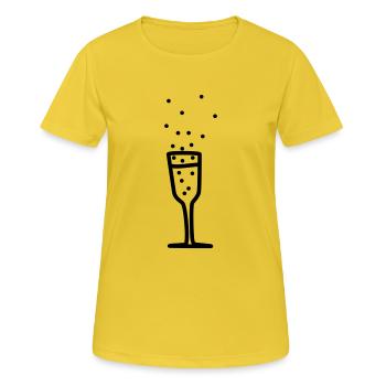 sektglas 2 - Frauen T-Shirt atmungsaktiv - Sonnengelb - Vorne - AI Model Female 172 dark (172cm)