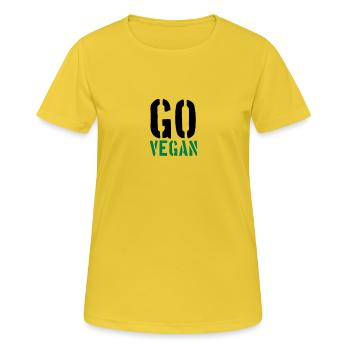 Aller Vegan - T-shirt respirant Femme - jaune soleil - Devant - AI Model Female 172 dark (172cm)