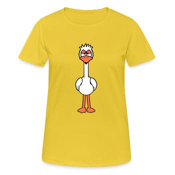 Bird looks funny, annoyed, tired, angry, frustrated - Women's Breathable T-Shirt - sunshine - Front - AI Model Female 172 dark (172cm)