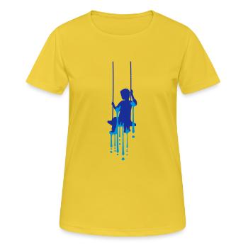 rock humide fondre graffiti gouttes silhouet - T-shirt respirant Femme - jaune soleil - Devant - AI Model Female 172 dark (172cm)