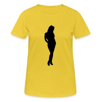 Silhouette silhouette silhouette - T-shirt respirant Femme - jaune soleil - Devant - AI Model Female 172 dark (172cm)