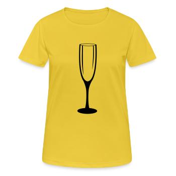 sekt glas - Frauen T-Shirt atmungsaktiv - Sonnengelb - Vorne - AI Model Female 172 dark (172cm)