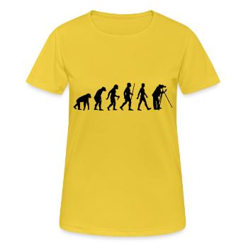 Evolution Fotograf - Frauen T-Shirt atmungsaktiv - Sonnengelb - Vorne - AI Model Female 172 dark (172cm)