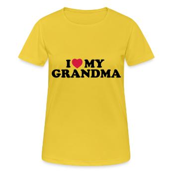I love my grandma - Frauen T-Shirt atmungsaktiv - Sonnengelb - Vorne - AI Model Female 172 dark (172cm)
