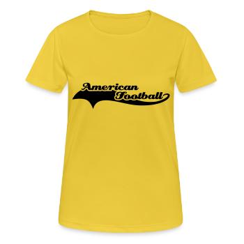 American Football Schweif - Frauen T-Shirt atmungsaktiv - Sonnengelb - Vorne - AI Model Female 172 dark (172cm)