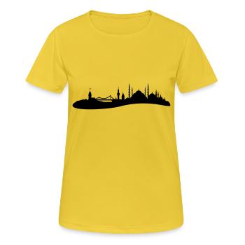 Skyline Istanbul - Frauen T-Shirt atmungsaktiv - Sonnengelb - Vorne - AI Model Female 172 dark (172cm)