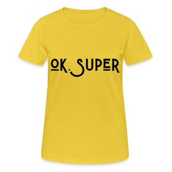 Ok Super - T-shirt respirant Femme - jaune soleil - Devant - AI Model Female 172 dark (172cm)