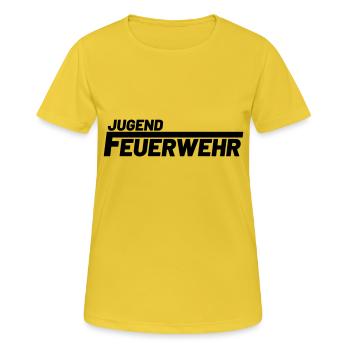 Jungedfeuerwehr Freiwillige Feuerwehr Jugend - Frauen T-Shirt atmungsaktiv - Sonnengelb - Vorne - AI Model Female 172 dark (172cm)