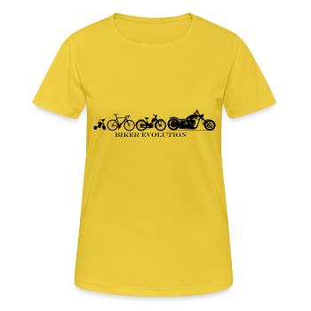 Biker Evolution Chopper - Frauen T-Shirt atmungsaktiv - Sonnengelb - Vorne - AI Model Female 172 dark (172cm)