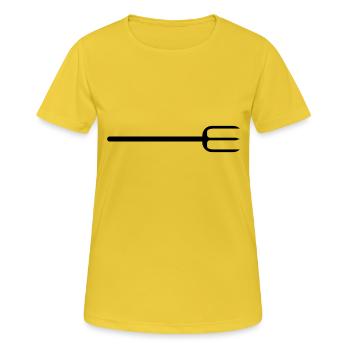 fourche à foin - T-shirt respirant Femme - jaune soleil - Devant - AI Model Female 172 dark (172cm)