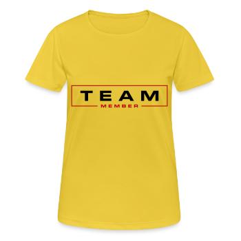 Team Mitglied - Frauen T-Shirt atmungsaktiv - Sonnengelb - Vorne - AI Model Female 172 dark (172cm)