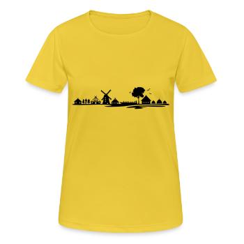 Landschaft - Spreewald - Frauen T-Shirt atmungsaktiv - Sonnengelb - Vorne - AI Model Female 172 dark (172cm)