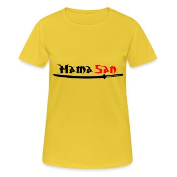 Mama San - Frauen T-Shirt atmungsaktiv - Sonnengelb - Vorne - AI Model Female 172 dark (172cm)