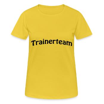 entraîneur, l'écriture d'équipe - T-shirt respirant Femme - jaune soleil - Devant - AI Model Female 172 dark (172cm)