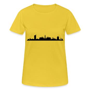 Skyline Leipzig Stadion - Frauen T-Shirt atmungsaktiv - Sonnengelb - Vorne - AI Model Female 172 dark (172cm)