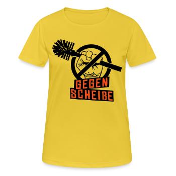 gegen scheiße - T-shirt respirant Femme - jaune soleil - Devant - AI Model Female 172 dark (172cm)